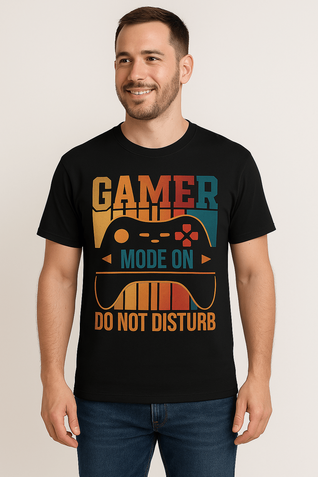 Gamer Mode On Retro Design – Bold Gaming Graphic POD T-shirt