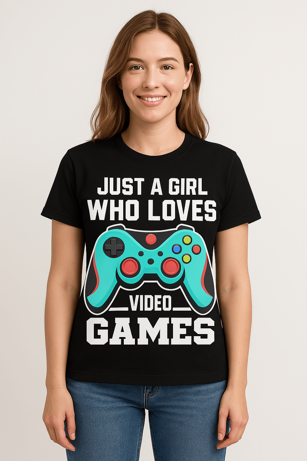 Just a Girl Who Loves Video Games – Bold Gaming POD T-shirt