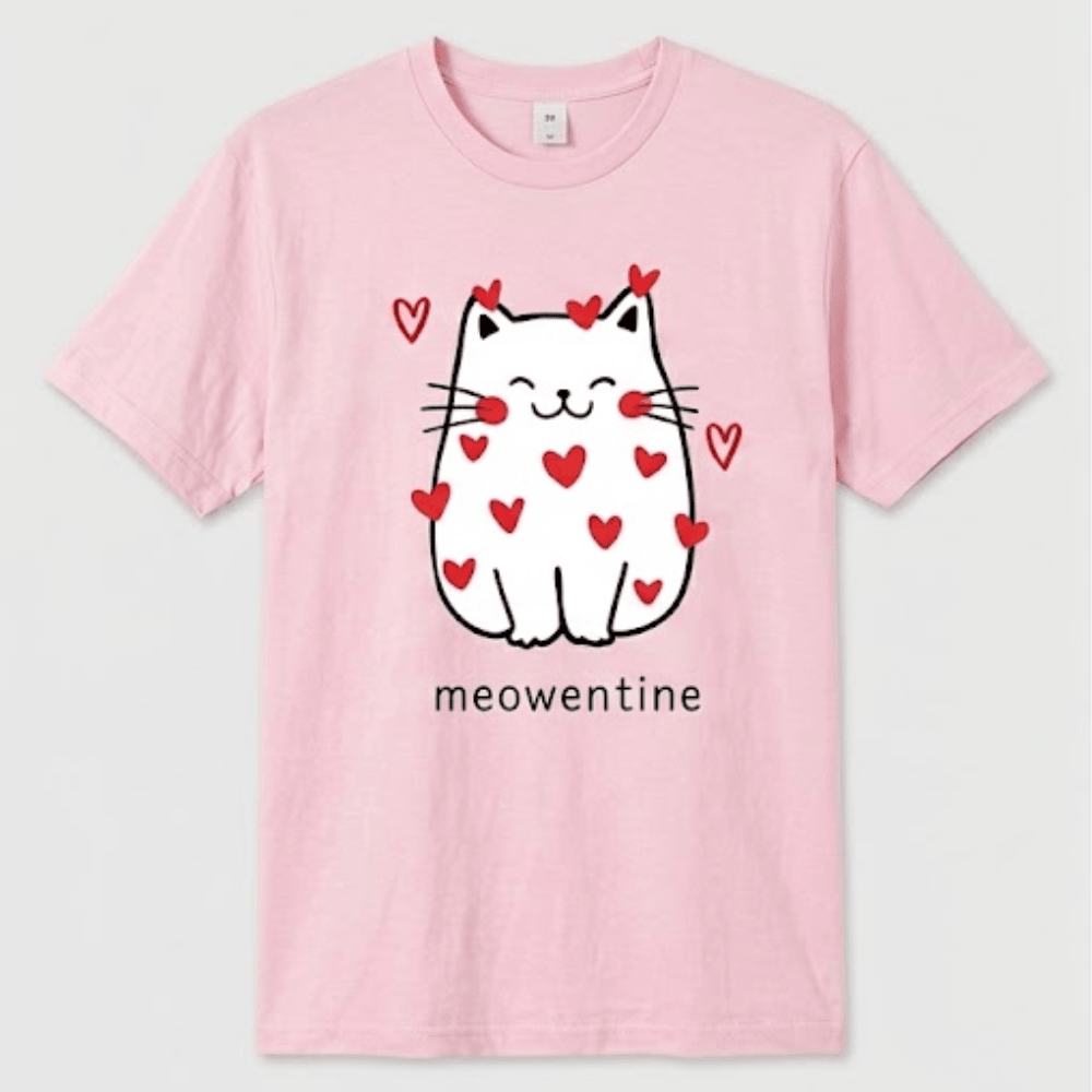 Cute Cat Valentine T-Shirt - Meowentine Funny Valentine’s Day Shirt - Soft Comfort Colors Unisex Tee