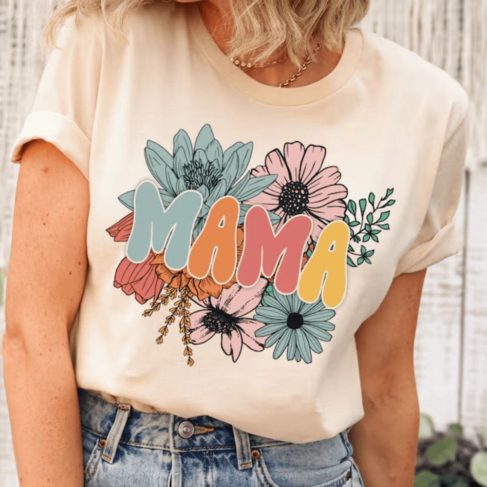 Retro Floral Mama T-shirt - Wildflower Mama Tee - Perfect Mother's Day Gift for New Moms