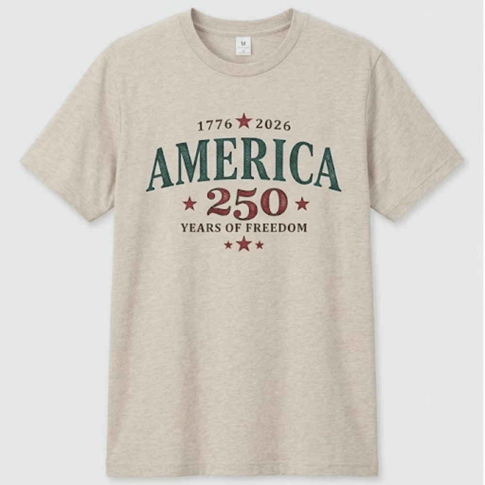250 Years of Freedom T-Shirt - Retro America Patriotic Tee - 1776-2026 USA Flag Shirt