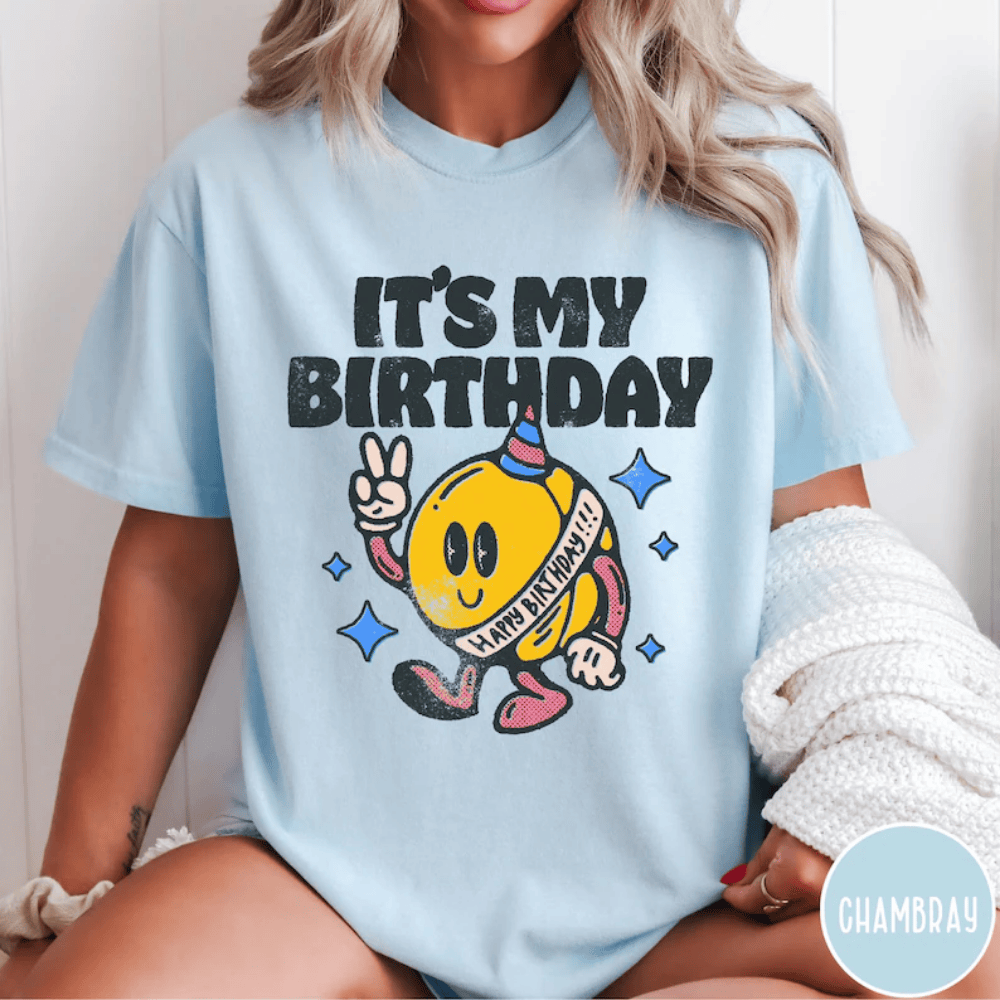 Retro Birthday T-Shirt - It's My Birthday Vintage Graphic Tee - Happy Birthday Shirt Gift