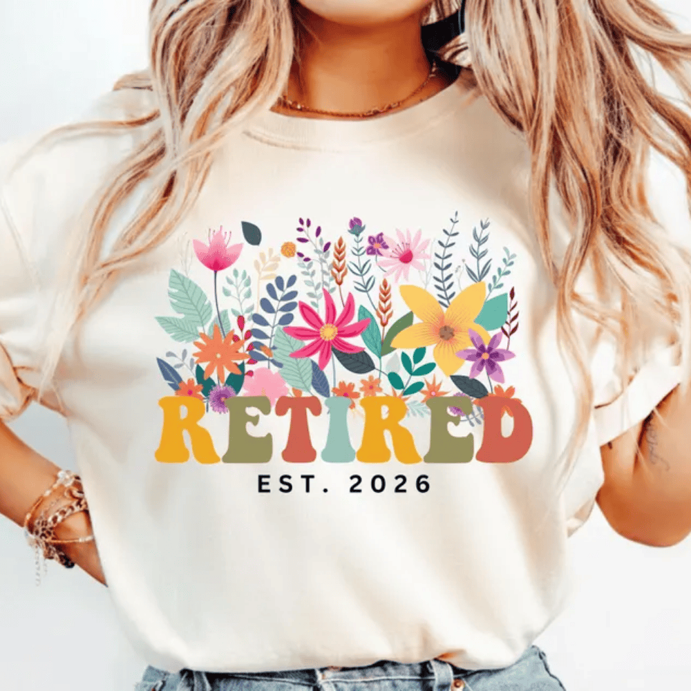 Officially Retired Shirt - Floral Retirement Party Tee - Retirement Gift Est. 2026