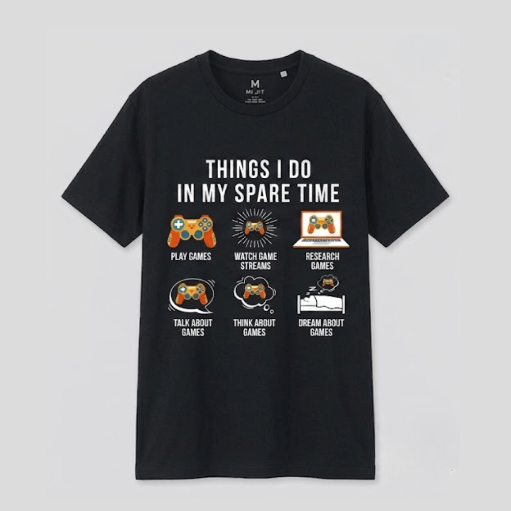 Funny Gaming T-Shirt - "Things I Do In My Spare Time" Gamer Graphic Tee - Video Game Lover Gift