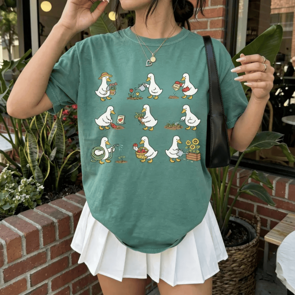 Cute Goose Gardener T-Shirt - Funny Gardening Graphic Tee for Plant Lovers