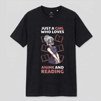 Anime Reading Girl T-Shirt - "Just A Girl Who Loves Anime and Reading" Manga Lover Tee