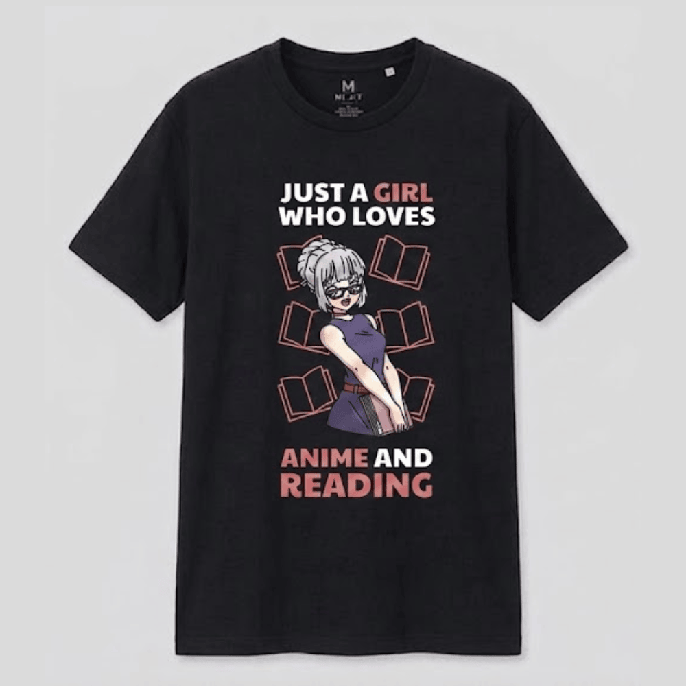 Anime Reading Girl T-Shirt - "Just A Girl Who Loves Anime and Reading" Manga Lover Tee