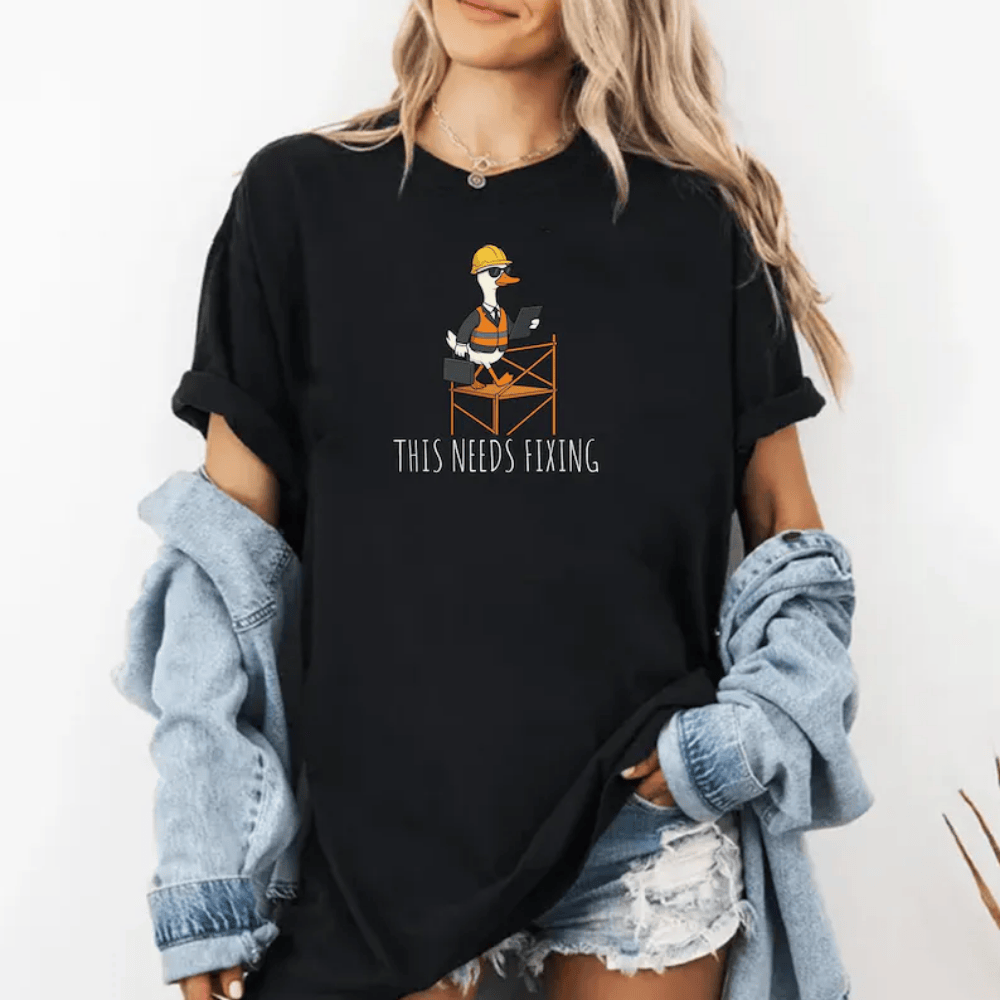 Funny Silly Goose Engineer T-Shirt - "This Needs Fixing" Engineering Student & Professional Tee