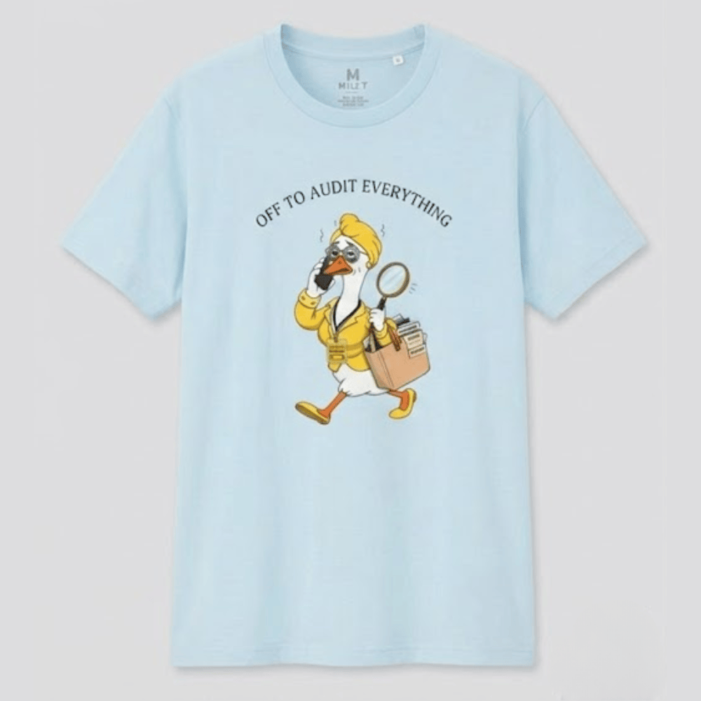 Auditor Goose T-Shirt - "Off To Audit Everything" Funny Accountant CPA Graphic Tee