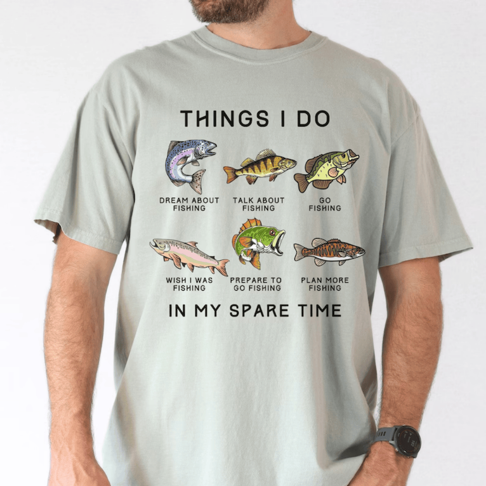 Funny Fishing T-Shirt - "Things I Do In My Spare Time" Fisherman Graphic Tee - Fishing Lover Gift