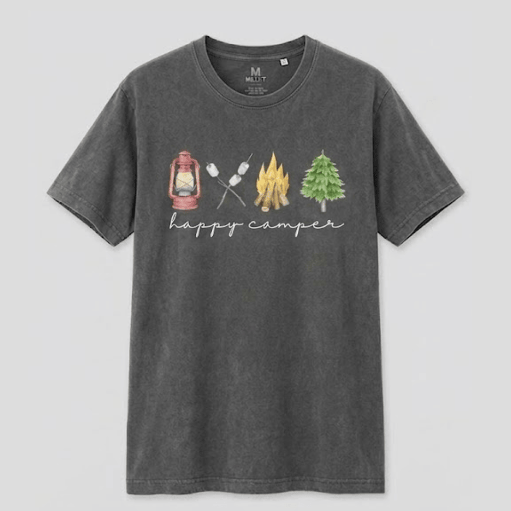 Happy Camper T-Shirt - Camping Life Graphic Tee - Perfect Gift for Camping Lovers