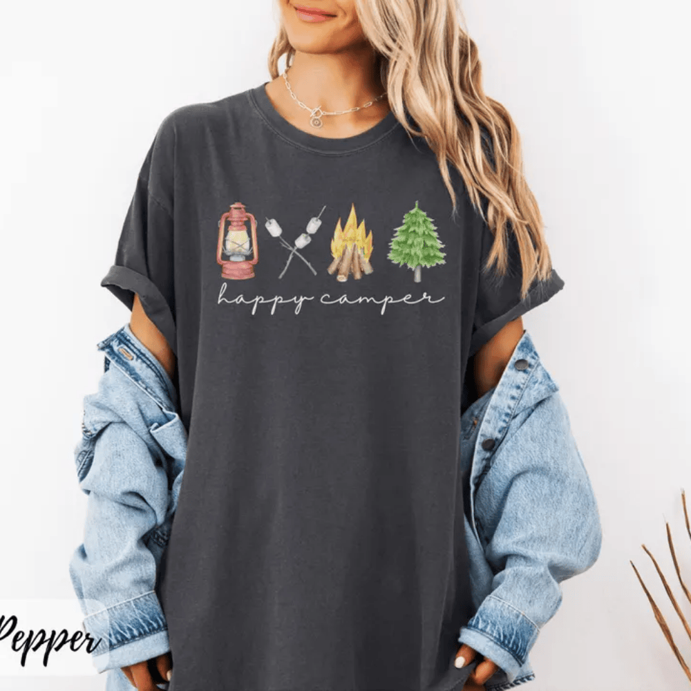 Happy Camper T-Shirt - Camping Life Graphic Tee - Perfect Gift for Camping Lovers