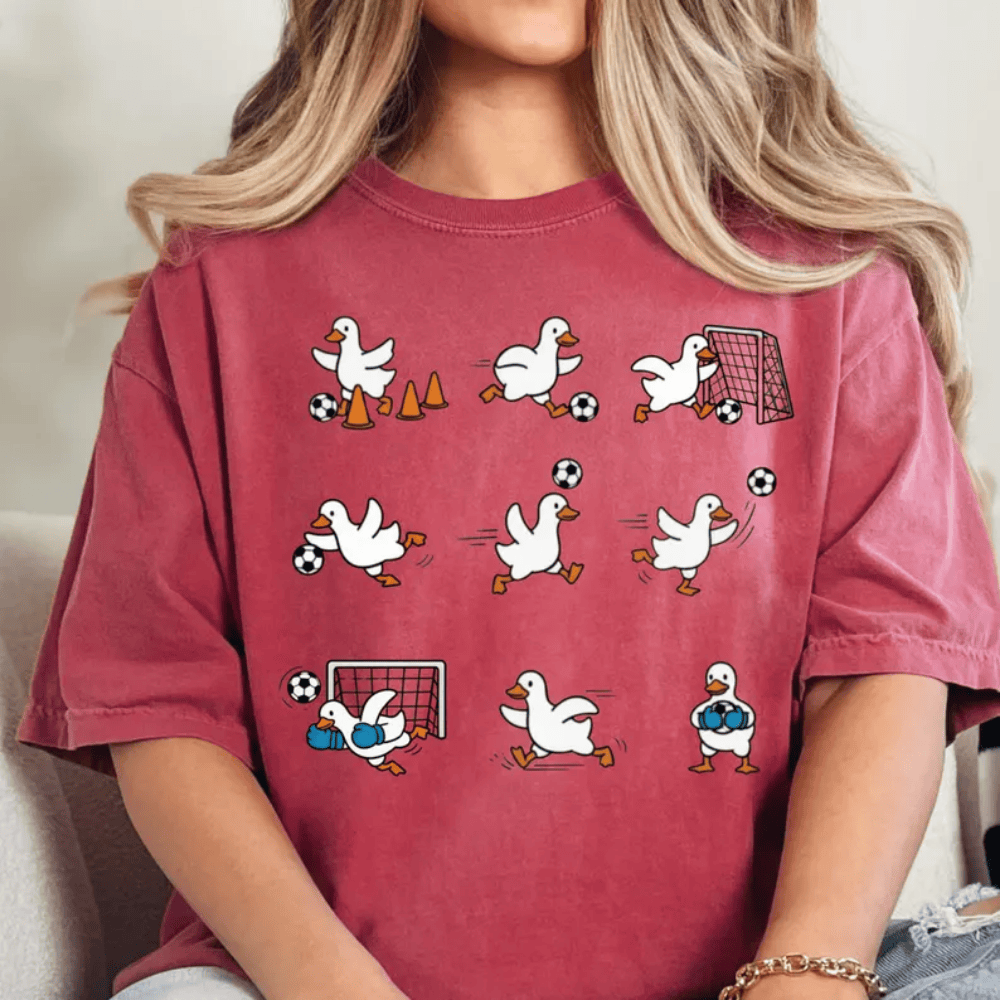 Funny Goose Soccer T-Shirt - Cute Sports Graphic Tee for Soccer Fans