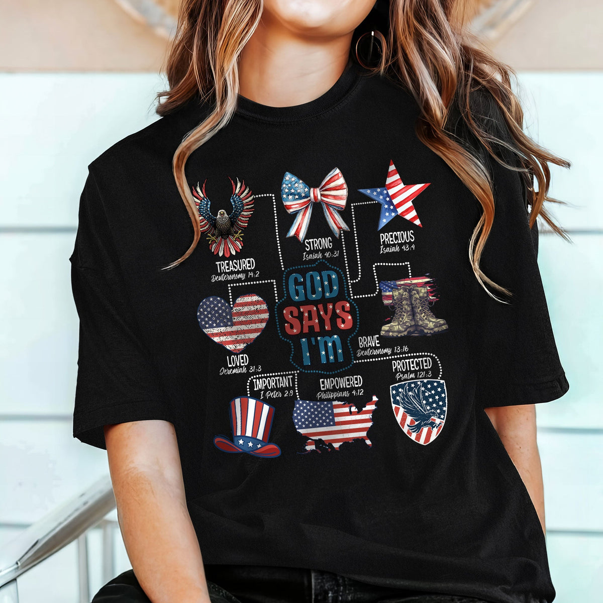 Independence Day, Gift for 4th of july, American Flag, God Says I Am Comfort Colors T-shirt