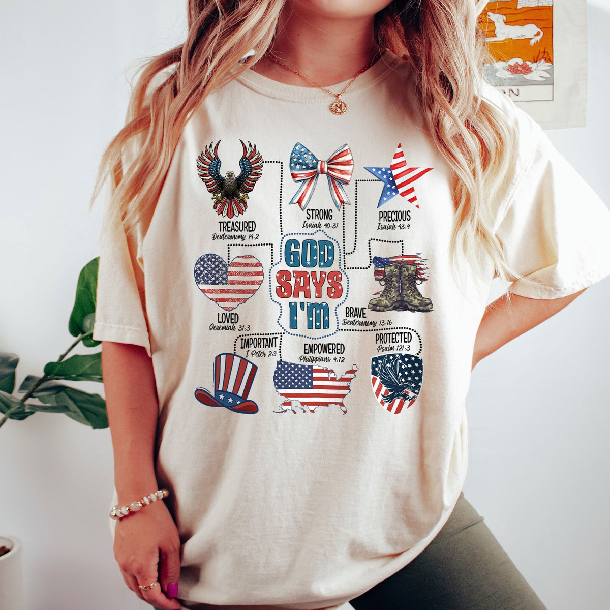 Independence Day, Gift for 4th of july, American Flag, God Says I Am Comfort Colors T-shirt