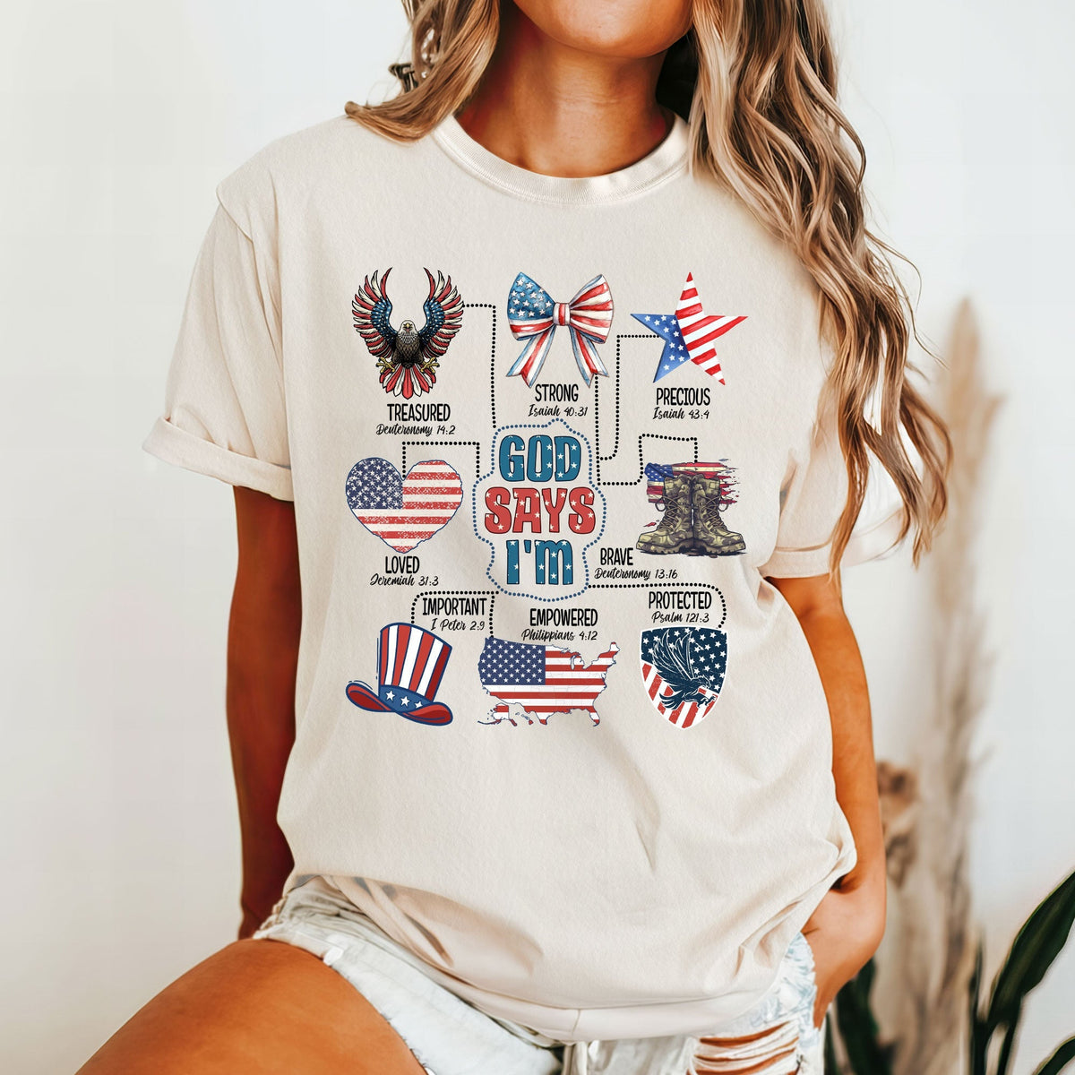 Independence Day, Gift for 4th of july, American Flag, God Says I Am Comfort Colors T-shirt