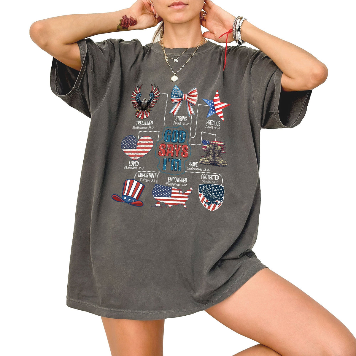 Independence Day, Gift for 4th of july, American Flag, God Says I Am Comfort Colors T-shirt