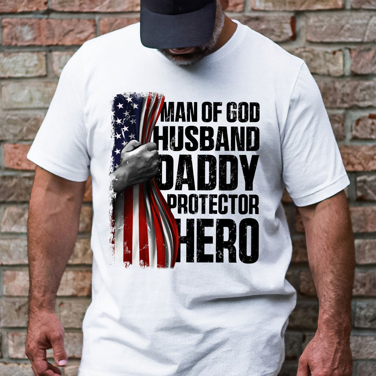 Gifts For Dad, Father's Day Tee, Man of God Husband Daddy Protector Hero T-shirt
